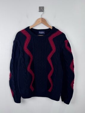 Rowing Blazers Men Cotton Zig Zag Wool Cableknit Sweater Size Medium